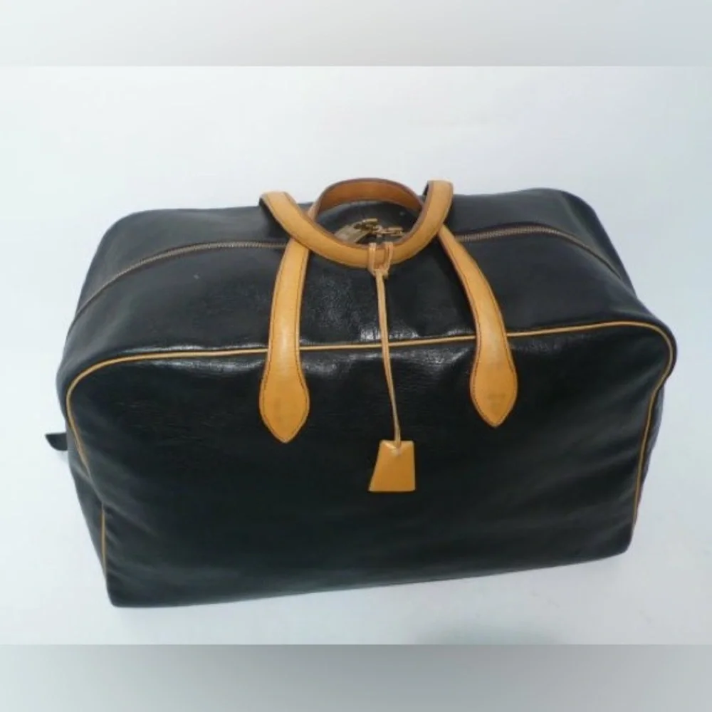 Authentic Vintage HERMES Paris made in France-INDIGO LEATHER TRAV DUFFEL BAG - Picture 1 of 17
